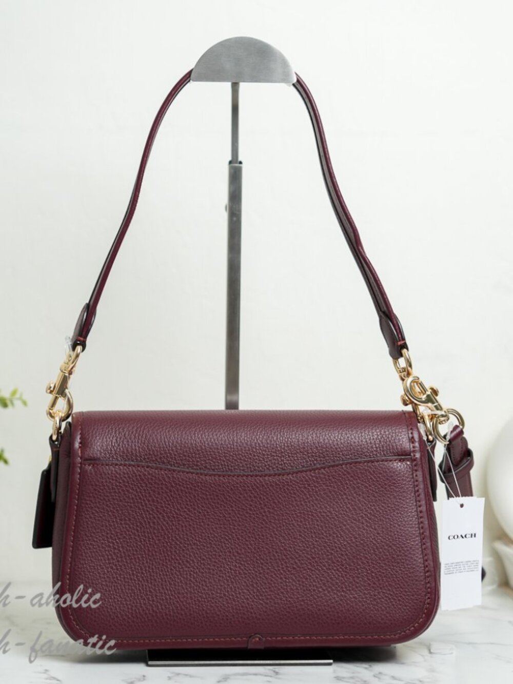 COACH CY683 Hadley Shoulder Bag Crossbody Leather in Dark Wine Gold - Picture 9 of 14